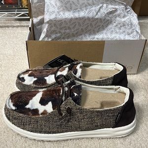 Hey Dude Womens Wendy Shoes Cow Print 